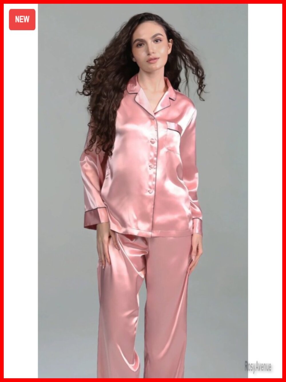 Silk Satin Women's Pajama Set Button Down Sleepwear Loungewear - Picture 5 of 6